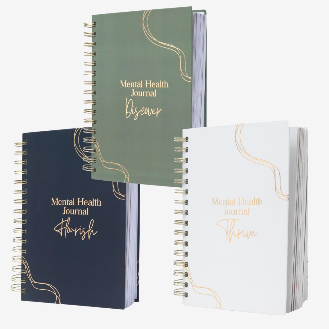 Ultimate Mental Health Journal Set – Discover, Flourish, and Thrive Journals for Growth, Healing, and Positivity