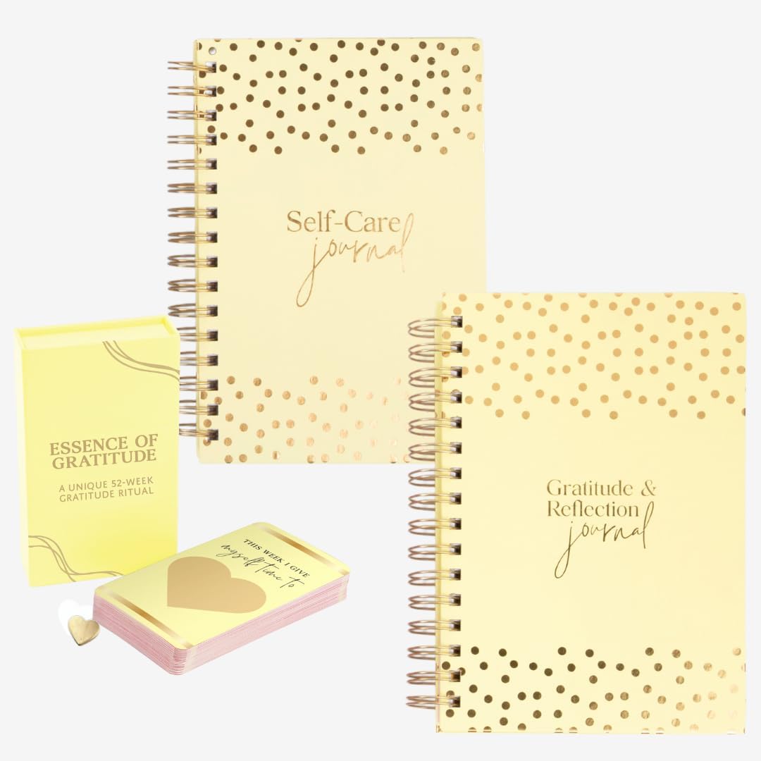 Yellow Wellness Bundle – Self-Care Journal, Gratitude Journal, and Gratitude Scratch Cards for Daily Positivity