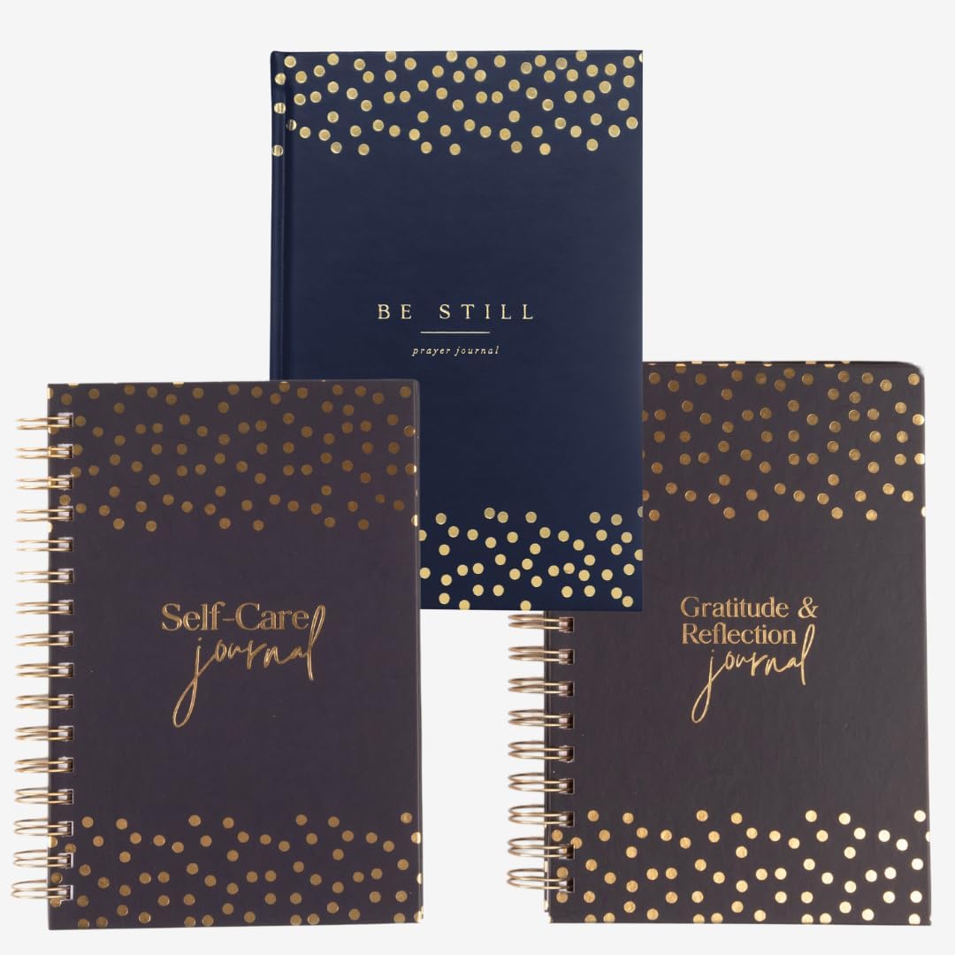 Navy Blue Journaling Set – Prayer, Gratitude, and Self-Care Journals for Personal Growth & Mindfulness