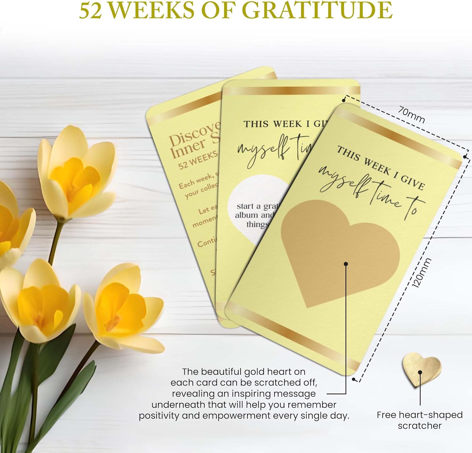 Yellow Wellness Bundle – Self-Care Journal, Gratitude Journal, and Gratitude Scratch Cards for Daily Positivity
