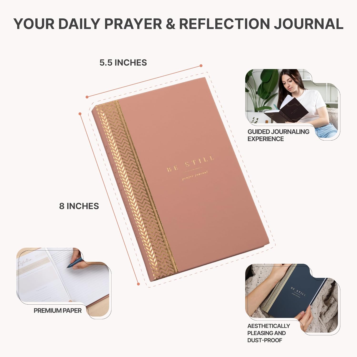 Pink Chevron Prayer Set – Prayer Journal, Gratitude Journal, and Mental Health Scratch Cards for Mindfulness