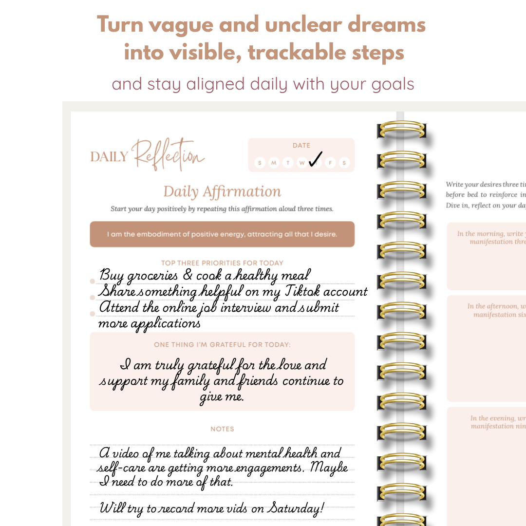 Manifestation Journal for Women and Men 2025 (Sage Green)