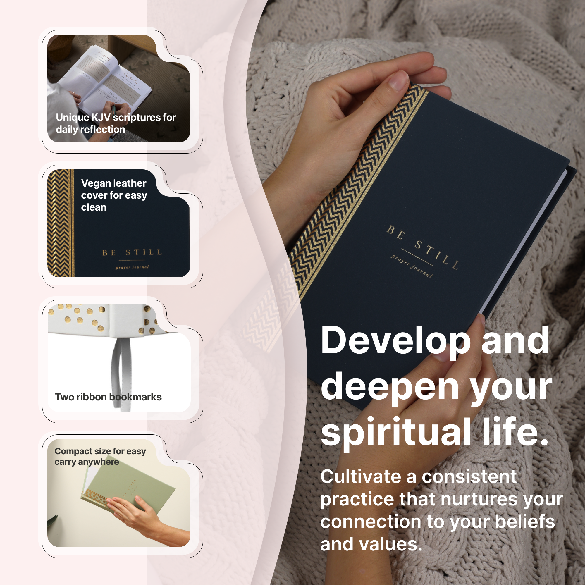 The Daily Prayer Journal: Daily KJV Scriptures for Men and Women (Pink Chevron)