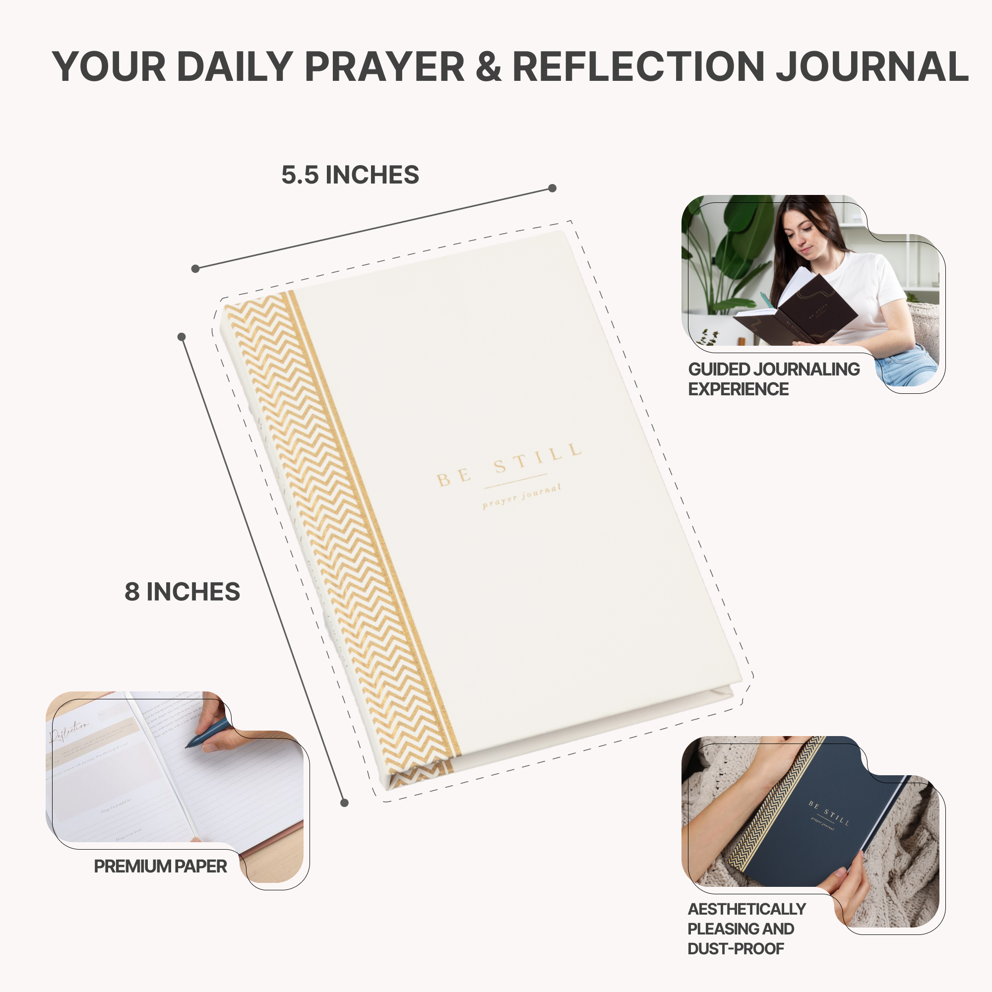 The Daily Prayer Journal: Daily KJV Scriptures for Men and Women (White Chevron)