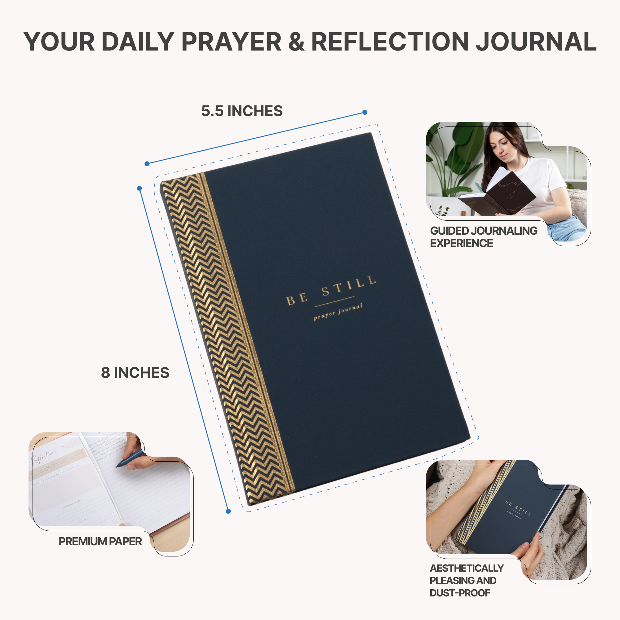 The Daily Prayer Journal: Daily KJV Scriptures for Men and Women (Blue Chevron)