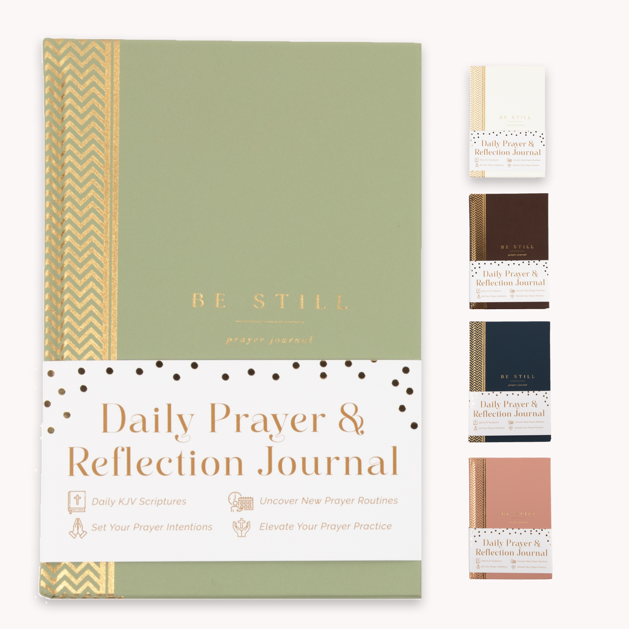 The Daily Prayer Journal: Daily KJV Scriptures for Men and Women (Sage Green Chevron)