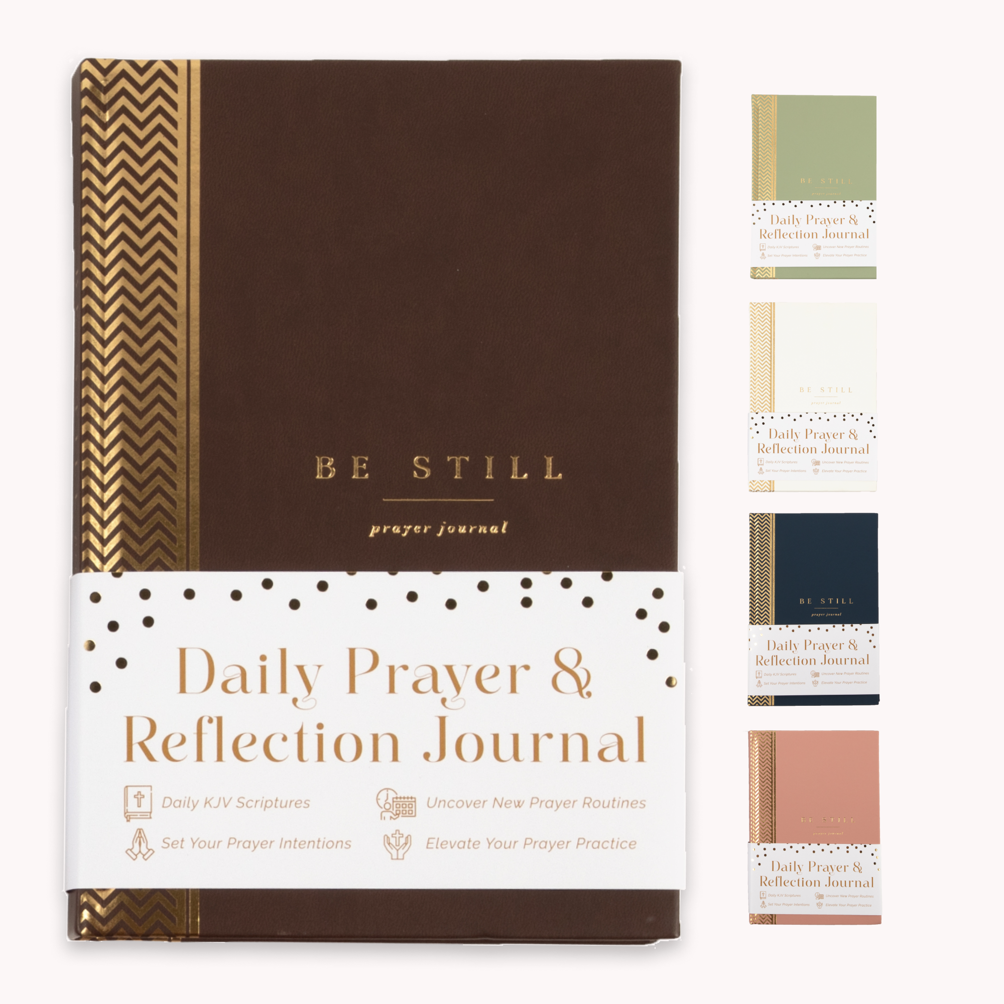The Daily Prayer Journal: Daily KJV Scriptures for Men and Women (Brown Chevron)