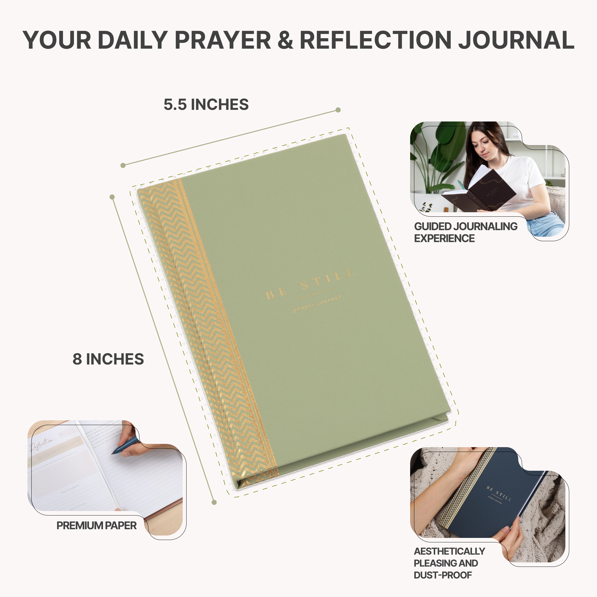 The Daily Prayer Journal: Daily KJV Scriptures for Men and Women (Sage Green Chevron)