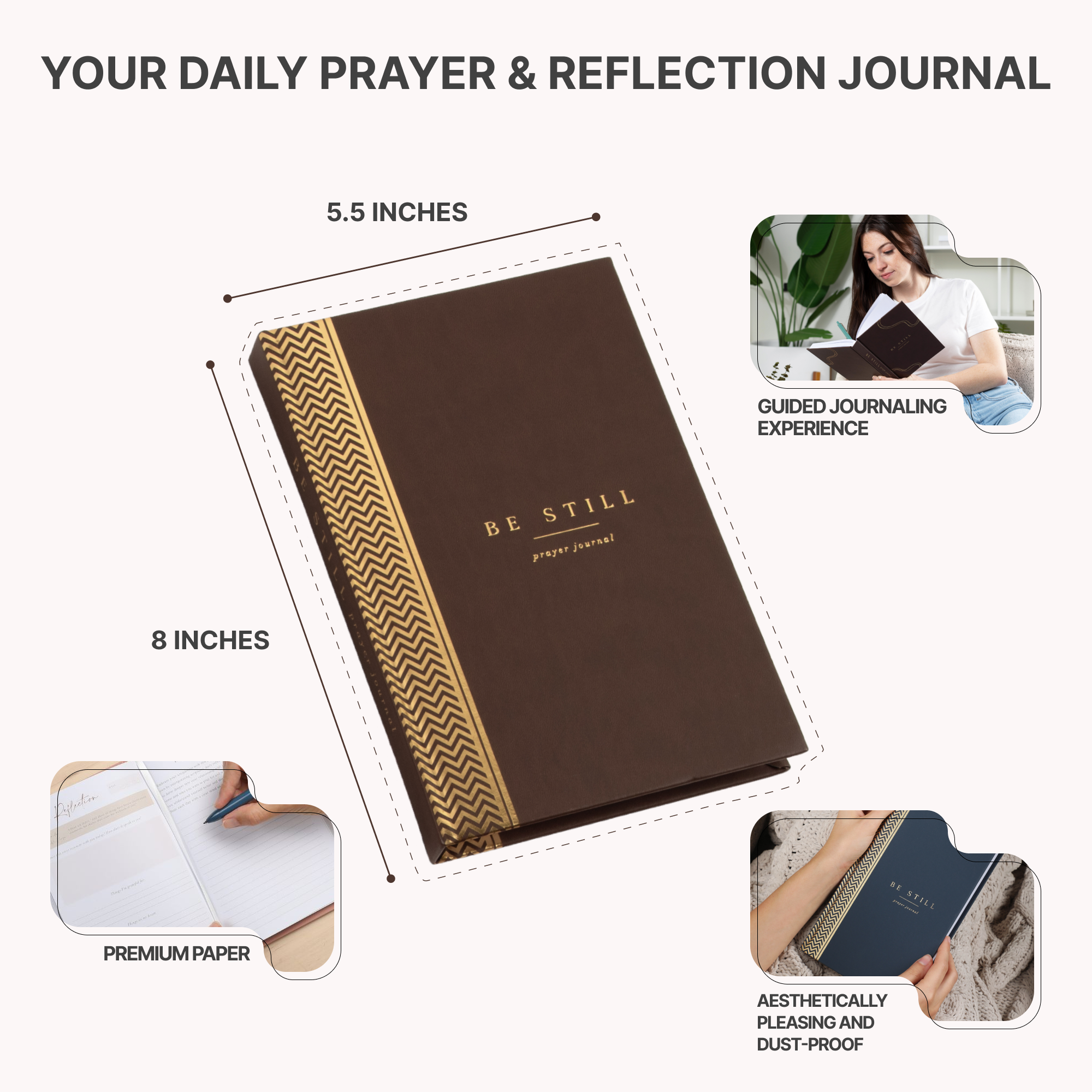 The Daily Prayer Journal: Daily KJV Scriptures for Men and Women (Brown Chevron)