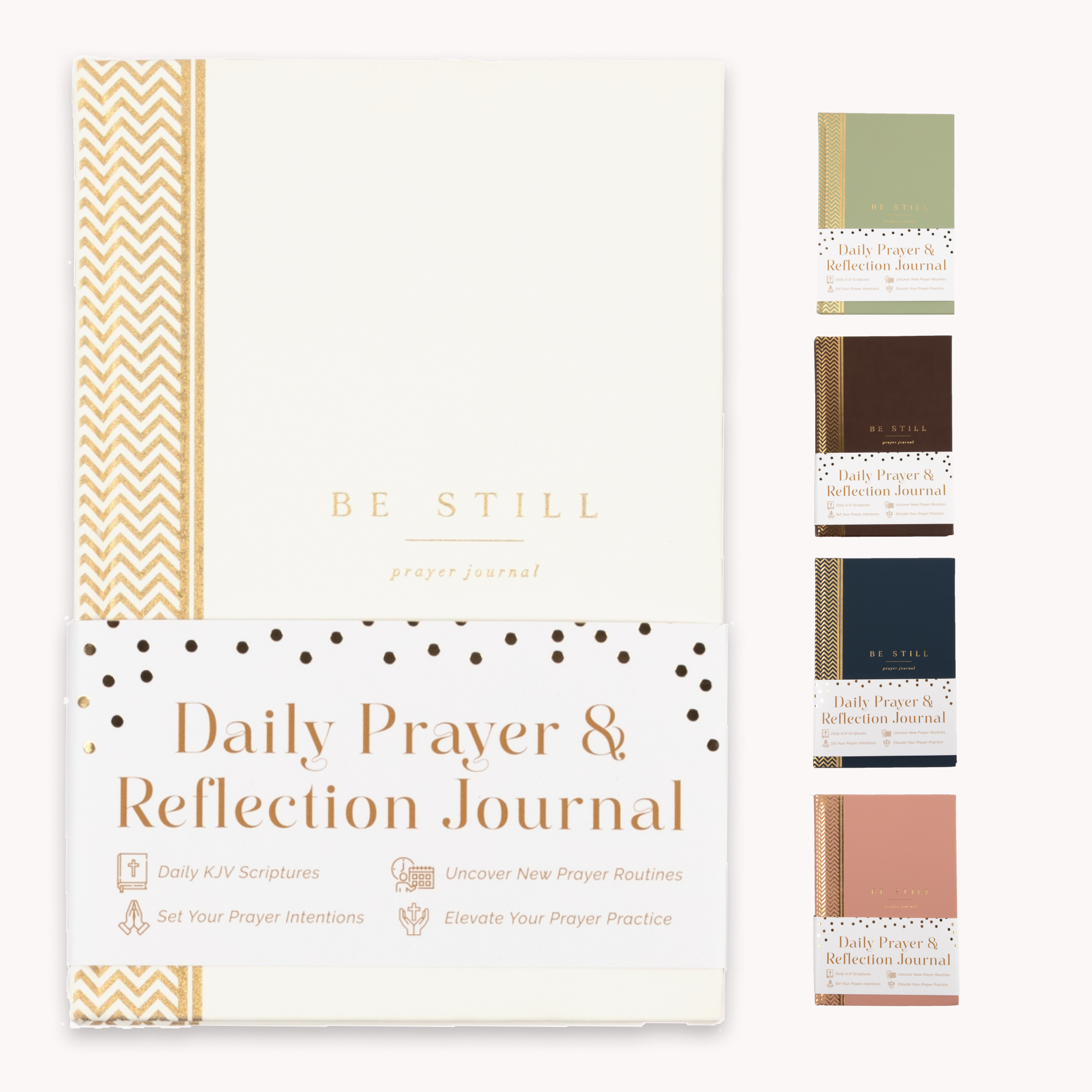 The Daily Prayer Journal: Daily KJV Scriptures for Men and Women (White Chevron)