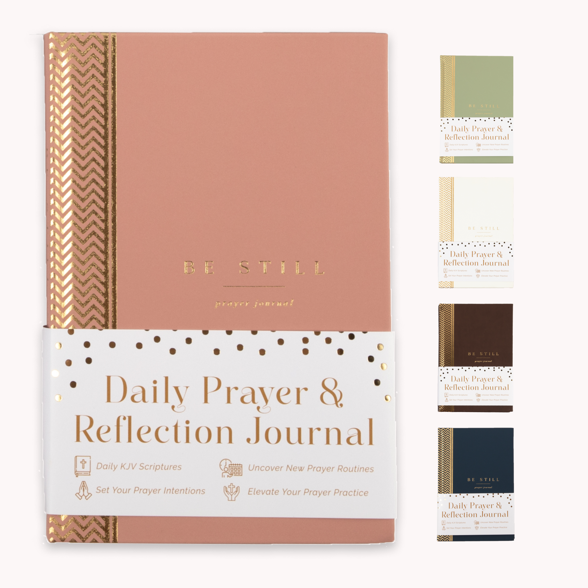 The Daily Prayer Journal: Daily KJV Scriptures for Men and Women (Pink Chevron)