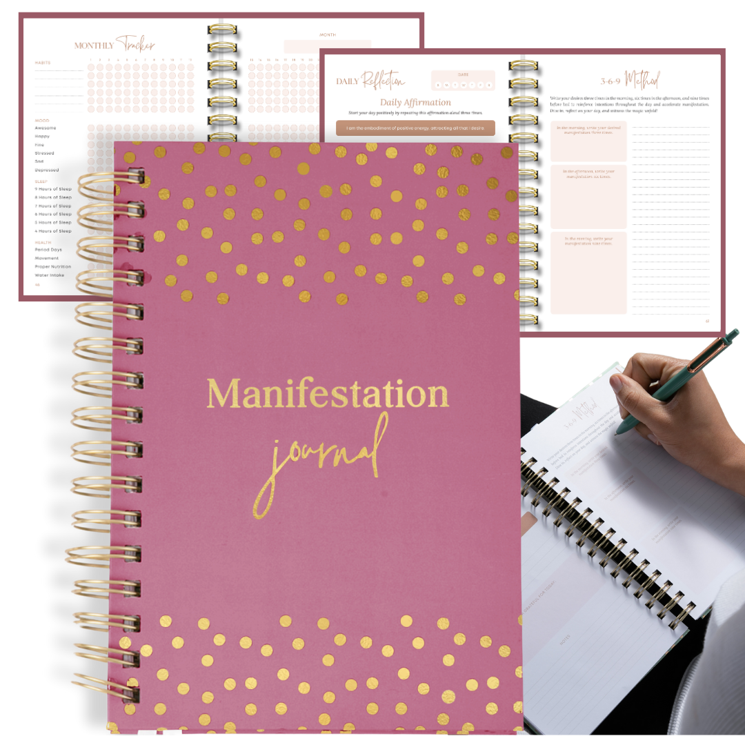 Manifestation Journal for Women and Men 2025: Positivity, Self-Love, and Affirmations | Guided Journal to Manifest Your Dream Life | Manifesting Planner, Self-Care, and Gratitude Journal (Pink)